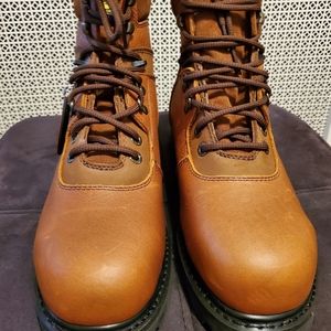 Men's Wolverine brown leather work boots, Size 12